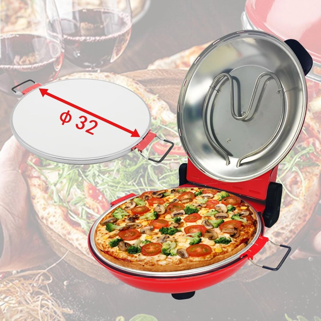 Klaif elektriline pizzaahi, 420 ℃, 1200 W, 5 temperatuuriastet, punane hind ja info | Elektrigrillid | kaup24.ee