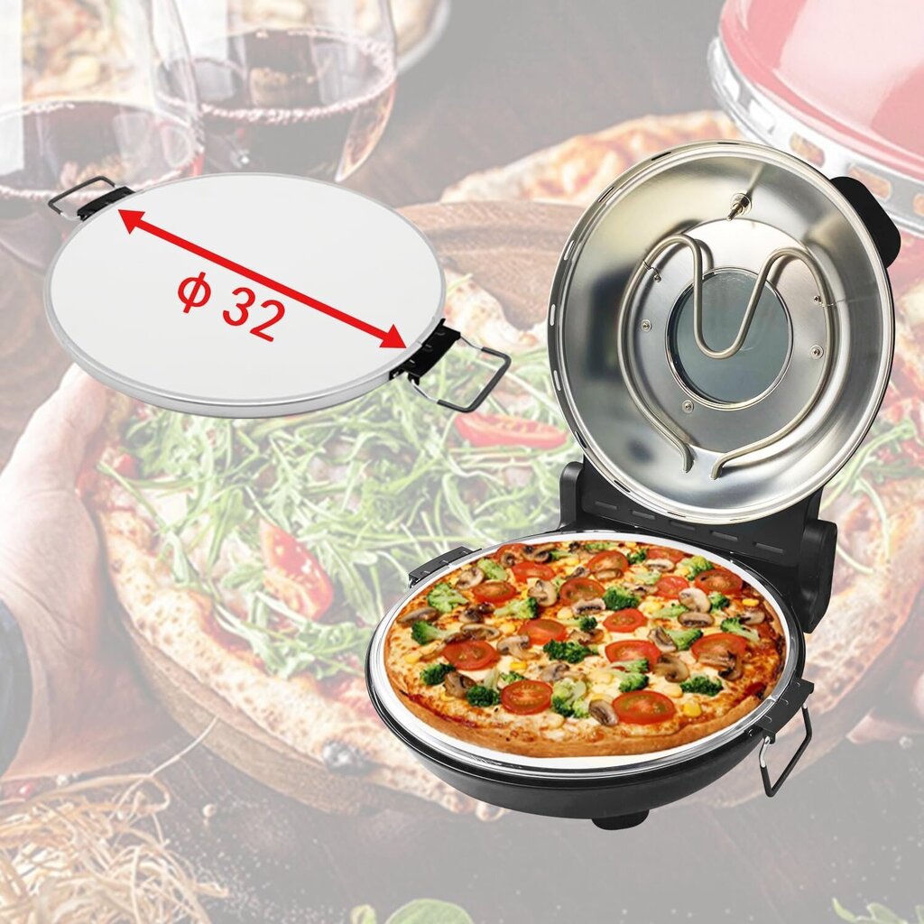 Klaif elektriline pizzaahi, 420 ℃, 1200 W, 5 temperatuuriastet, must hind ja info | Elektrigrillid | kaup24.ee