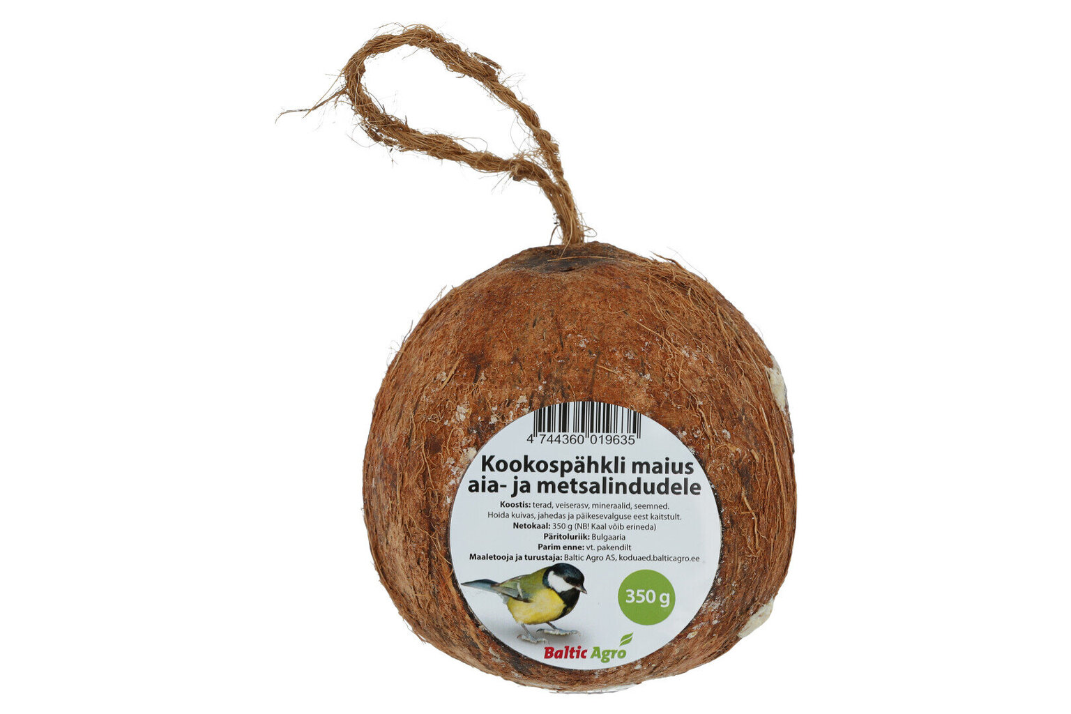 Kookospähklis maius lindudele, 350g hind ja info | Linnutoidud | kaup24.ee