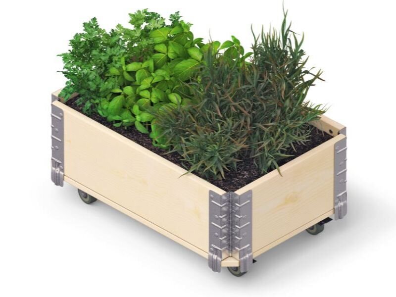 Ratastega lillekast Herbs Box, 600 x 400 x 195 mm hind ja info | Kasvuhooned | kaup24.ee