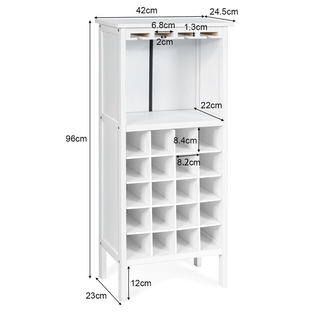 Veiniriiul 20 pudelile 42x24,5x96cm, valge hind ja info | Köögitarbed | kaup24.ee