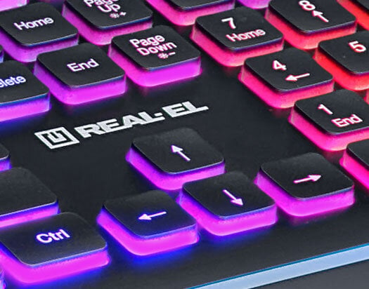 REAL-EL Comfort 7090 EN klaviatuur, RGB taustvalgus hind ja info | Klaviatuurid | kaup24.ee