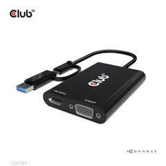 Адаптер CLUB3D USB Gen1 Type-C/-A to Dual HDMI (4K/30Hz) / VGA (1080/60Hz) цена и информация | Адаптеры и USB-hub | kaup24.ee