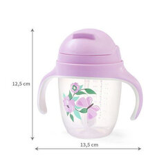 Tass koos kõrrega Babyono 1464/05, lilla, 6 kuud+, 240 ml hind ja info | BabyOno Toitmiseks | kaup24.ee