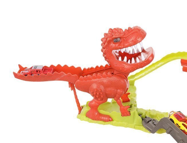 Dinosauruse kujuline stardirada 2 autoga Iso Trade hind ja info | Poiste mänguasjad | kaup24.ee
