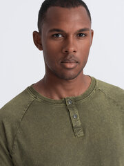 Мужская футболка с горловиной горловины - темно-оливковый V4 S1757 123071-7 цена и информация | Мужские футболки | kaup24.ee