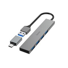 Hama USB-jaotur, 4x USB 3.2 Gen 1, USB-C-adapter, hall – USB-jaotur цена и информация | Адаптеры и USB-hub | kaup24.ee