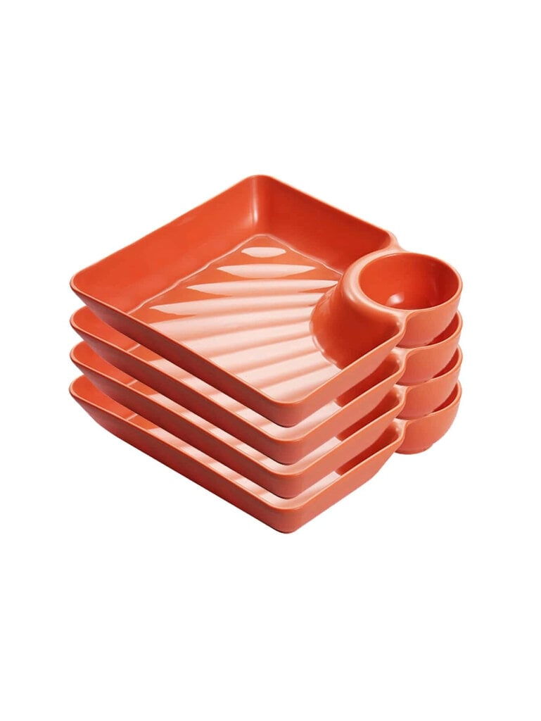 Plastikust taldrikud, 4 taldrikut, oranž hind ja info | Lauanõud ja kööginõud | kaup24.ee