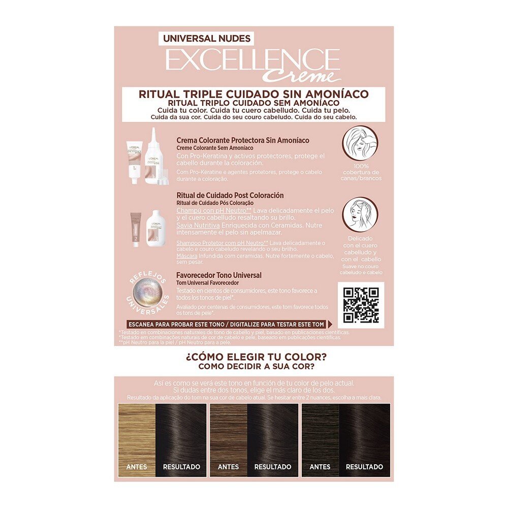 Ammoniaagivaba juuksevärv L'Oreal Make Up Excellence 2u-darkest brunette hind ja info | Juuksevärvid | kaup24.ee