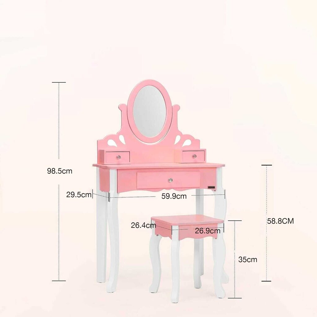 Laste tualettlaud peegli ja tooliga KS236-B hind ja info | Tualettlauad | kaup24.ee