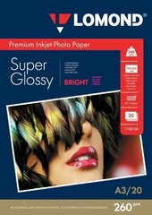 Lomond Premium Photo Paper Super Glossy 260 g/m2 A3, 20 sheets, Bright цена и информация | Аксессуары для фотоаппаратов | kaup24.ee