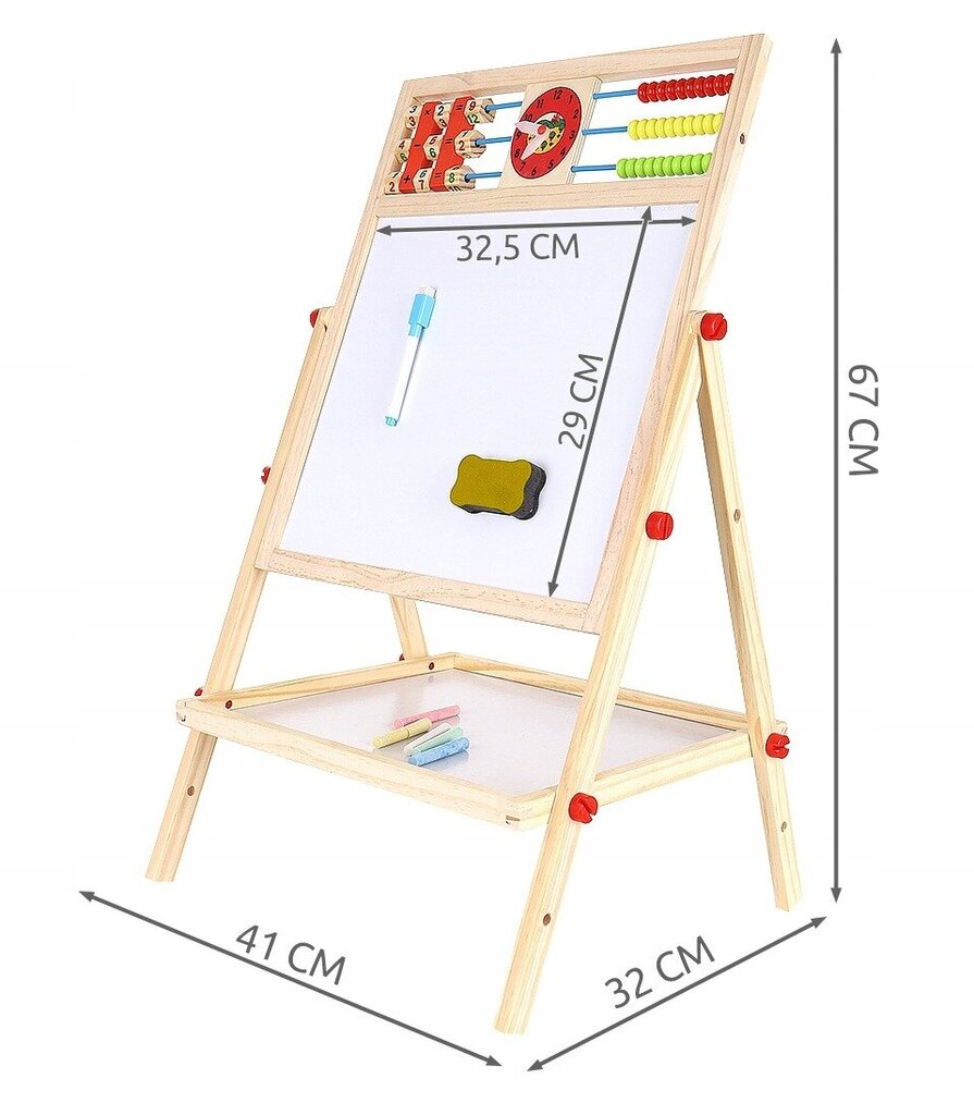 Laste kahepoolne joonestuslaud Kruzzel, 41x67cm hind ja info | Arendavad mänguasjad | kaup24.ee