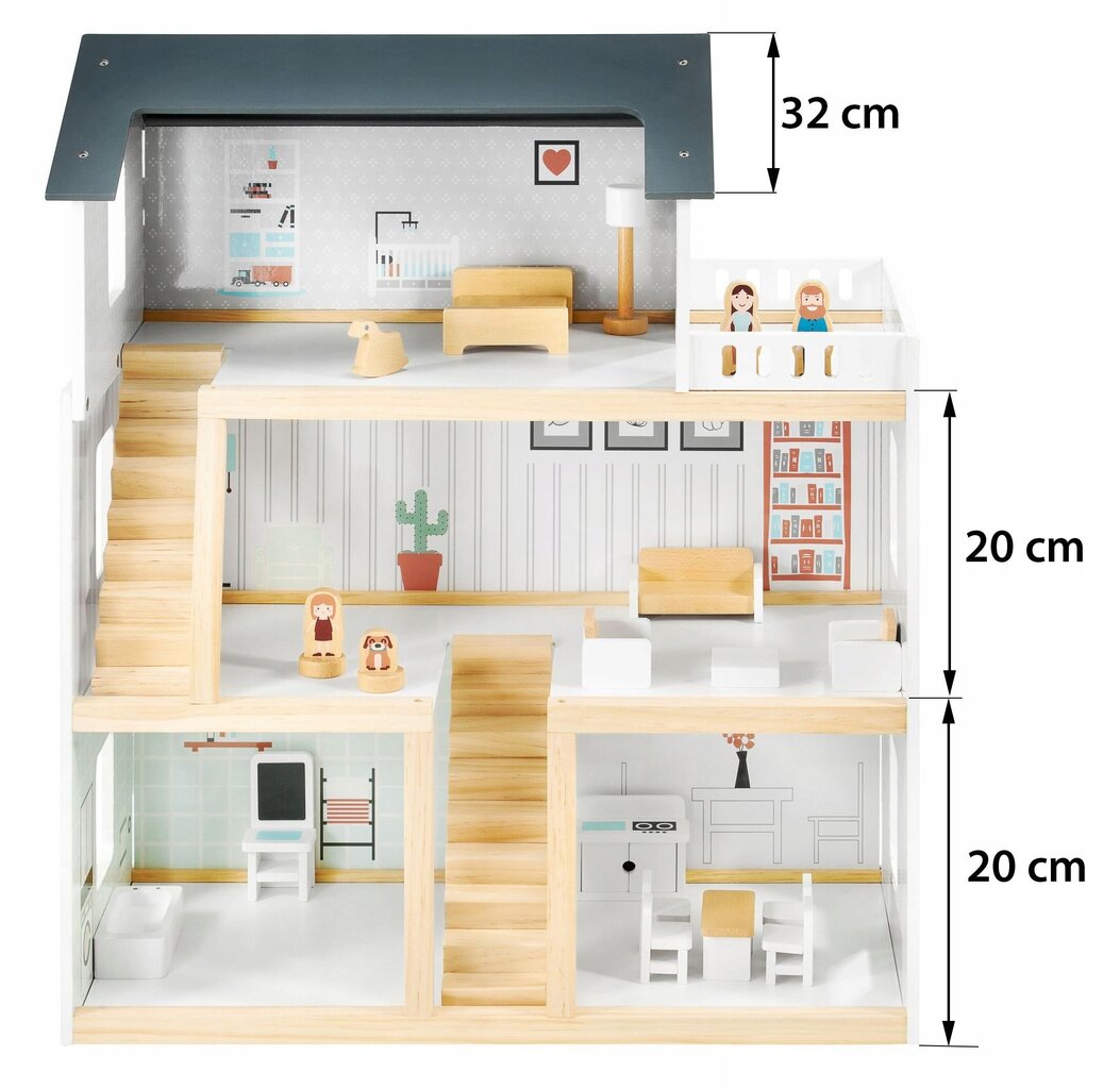 Puidust nukumaja Mamabrum, 70cm цена и информация | Tüdrukute mänguasjad | kaup24.ee