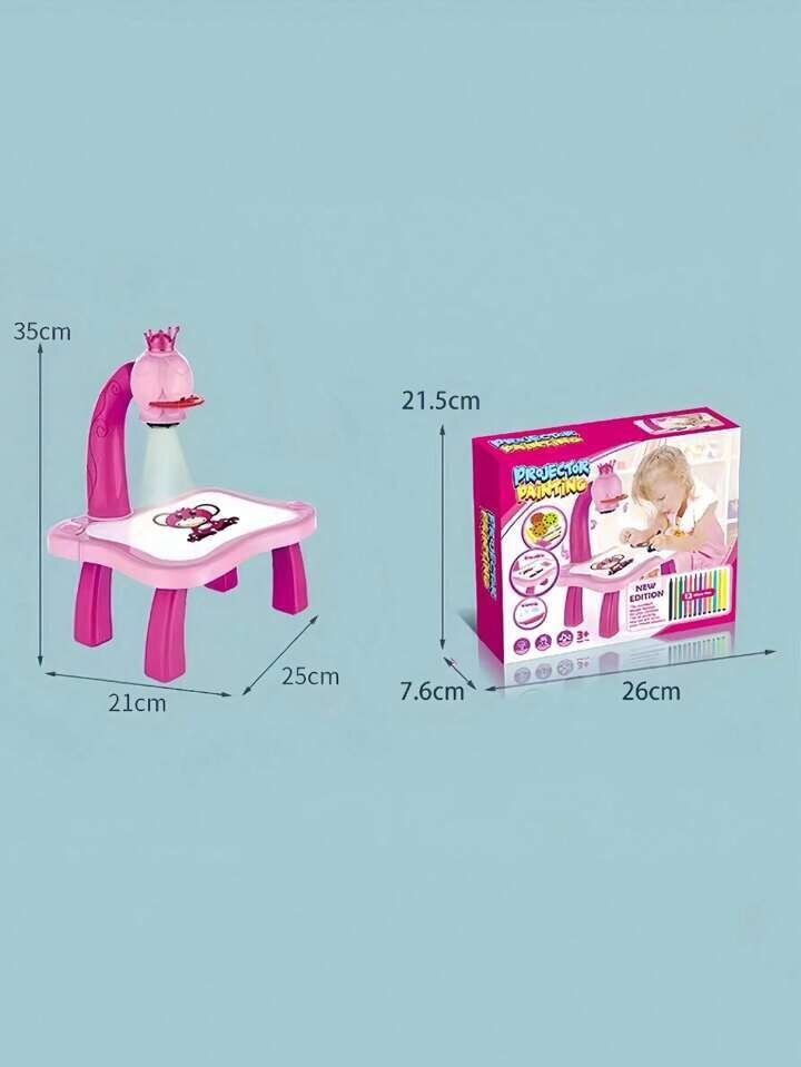Lastefunktsionaalne joonistamis- ja tahvelarvutite projektortoekas, Electronics-28, 35x21x25 cm, roosa hind ja info | Tüdrukute mänguasjad | kaup24.ee