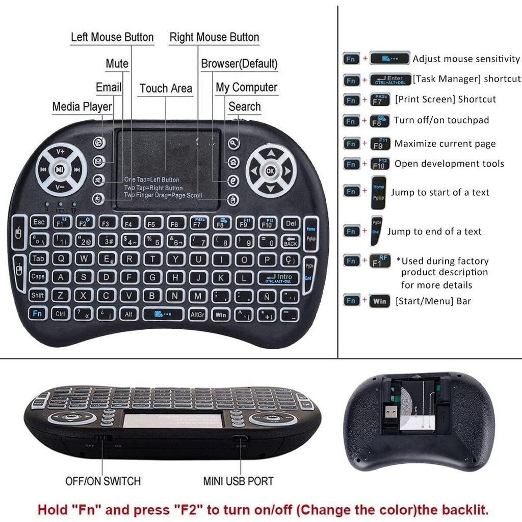 Mini juhtmevaba kaasaskantav klaviatuur BlackBird WiFi-ga, must hind ja info | Klaviatuurid | kaup24.ee