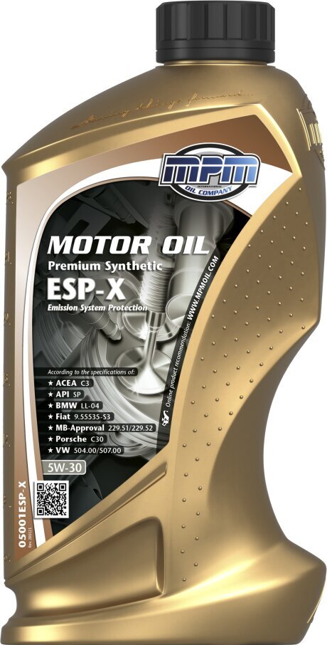 Õli MPM mootoriõli 5W30 Premium sünteetiline ESP-X (C3) 1L (05001ESP-X) hind ja info | Mootoriõlid | kaup24.ee