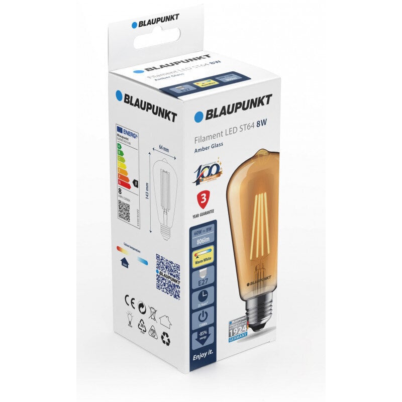 Blaupunkt LED pirn E27 ST64 8W Dimmer, merevaigukollane цена и информация | Lambipirnid, lambid | kaup24.ee