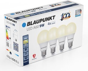 Blaupunkt LED pirnid E27 9W 4tk, soe valge цена и информация | Лампочки | kaup24.ee