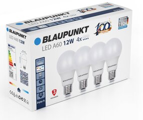 Blaupunkt LED pirnid E27 A60 1260lm 12W 4000K, 4tk hind ja info | Lambipirnid, lambid | kaup24.ee