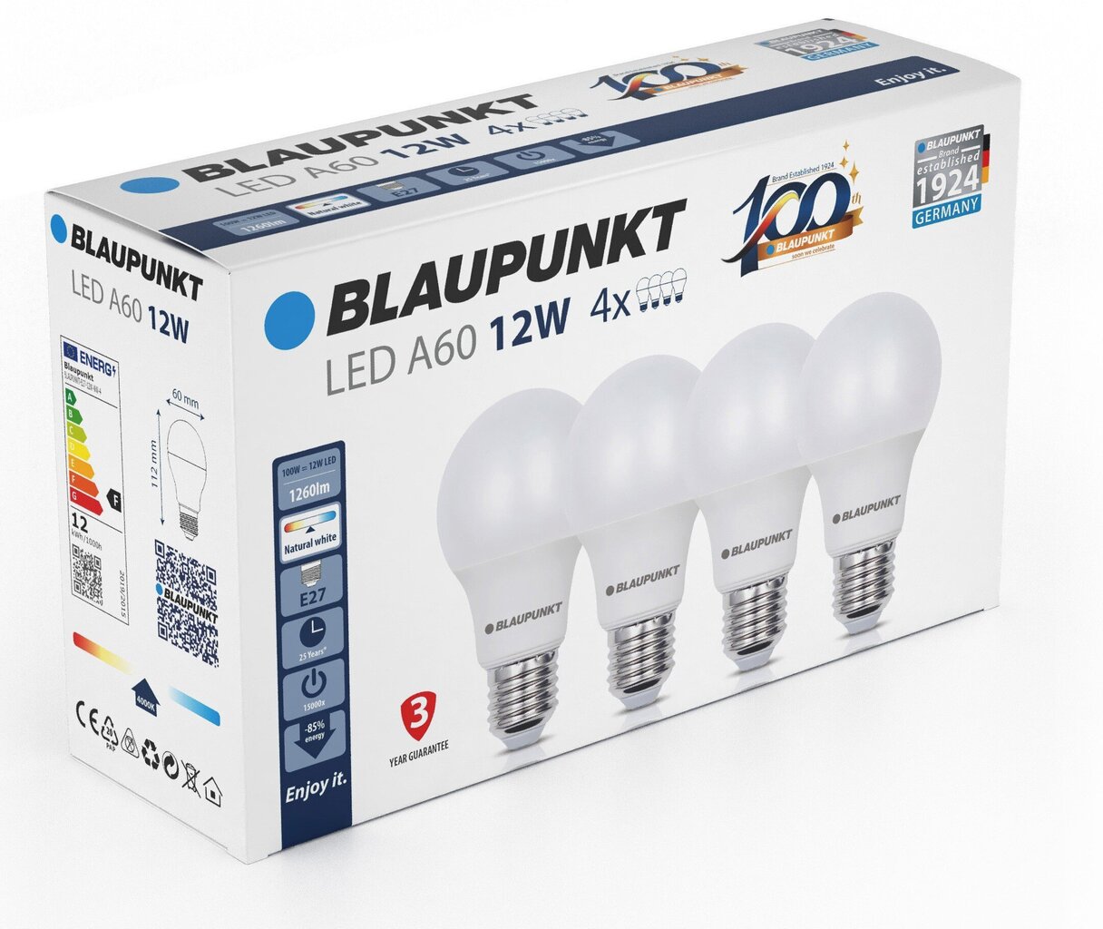 Blaupunkt LED pirnid E27 A60 1260lm 12W 4000K, 4tk цена и информация | Lambipirnid, lambid | kaup24.ee