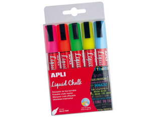 Kriidimarker Apli 5.5mm, 5tk, assortii hind ja info | Kunstitarbed, voolimise tarvikud | kaup24.ee