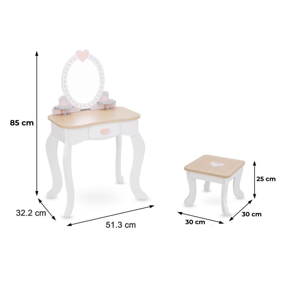 Puidust garderoobilaud koos tugitooli ja aksessuaaridega цена и информация | Tüdrukute mänguasjad | kaup24.ee