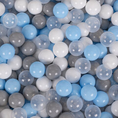Круглый бассейн с разноцветными мячами KiddyMoon Ball Pool 90х30 см/300 шт. Ø 7 см, светло-серый: серый/белый/прозрачный/голубой цена и информация | Игрушки для малышей | kaup24.ee