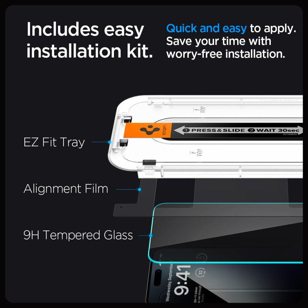 Spigen Glas.TR EZ Fit Privacy цена и информация | Ekraani kaitsekiled | kaup24.ee