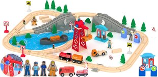 LIVMAN H-45 грузовой поезд и порт с деревянной гусеницей, более 80 деталей в наборе цена и информация | Развивающие игрушки и игры | kaup24.ee
