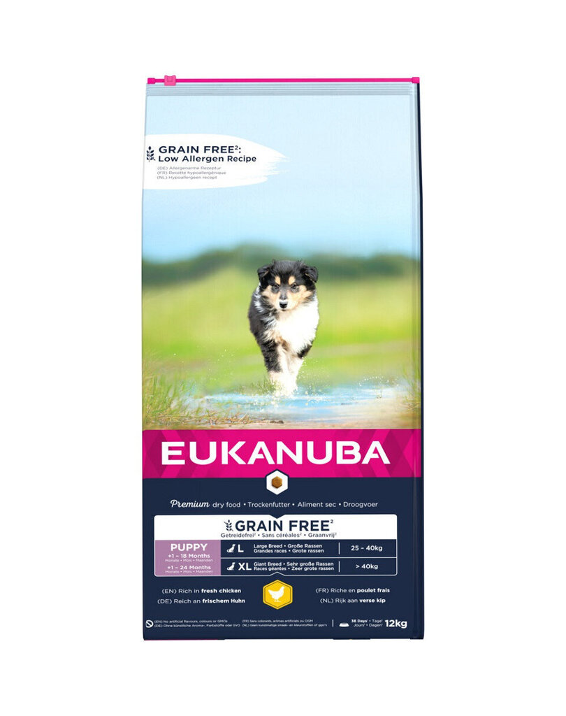 Eukanuba Puppy Grain Free L suurt tõugu kutsikate jaoks kanaga, 3 kg hind ja info | Kuivtoit koertele | kaup24.ee