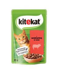 Kitekat täiskasvanud kassidele veiselihaga, 28x85 g hind ja info | Konservid kassidele | kaup24.ee