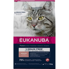 Eukanuba Grain Free Senior для пожилых кошек с лососем, 10 кг цена и информация | Сухой корм для кошек | kaup24.ee