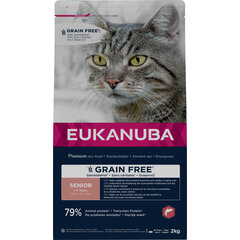 Eukanuba Grain Free Senior vanematele kassidele lõhega, 2 kg hind ja info | Kuivtoit kassidele | kaup24.ee