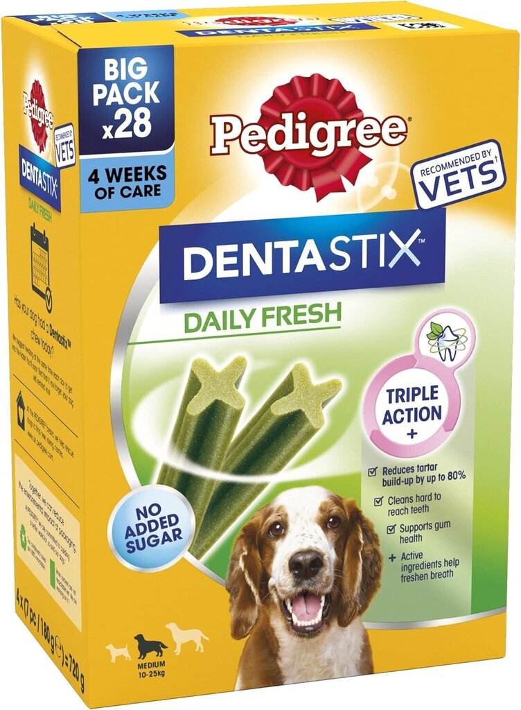 Pedigree DentaStix Daily Fresh kanaga keskmist tõugu koertele, 28x180 g hind ja info | Maiustused koertele | kaup24.ee