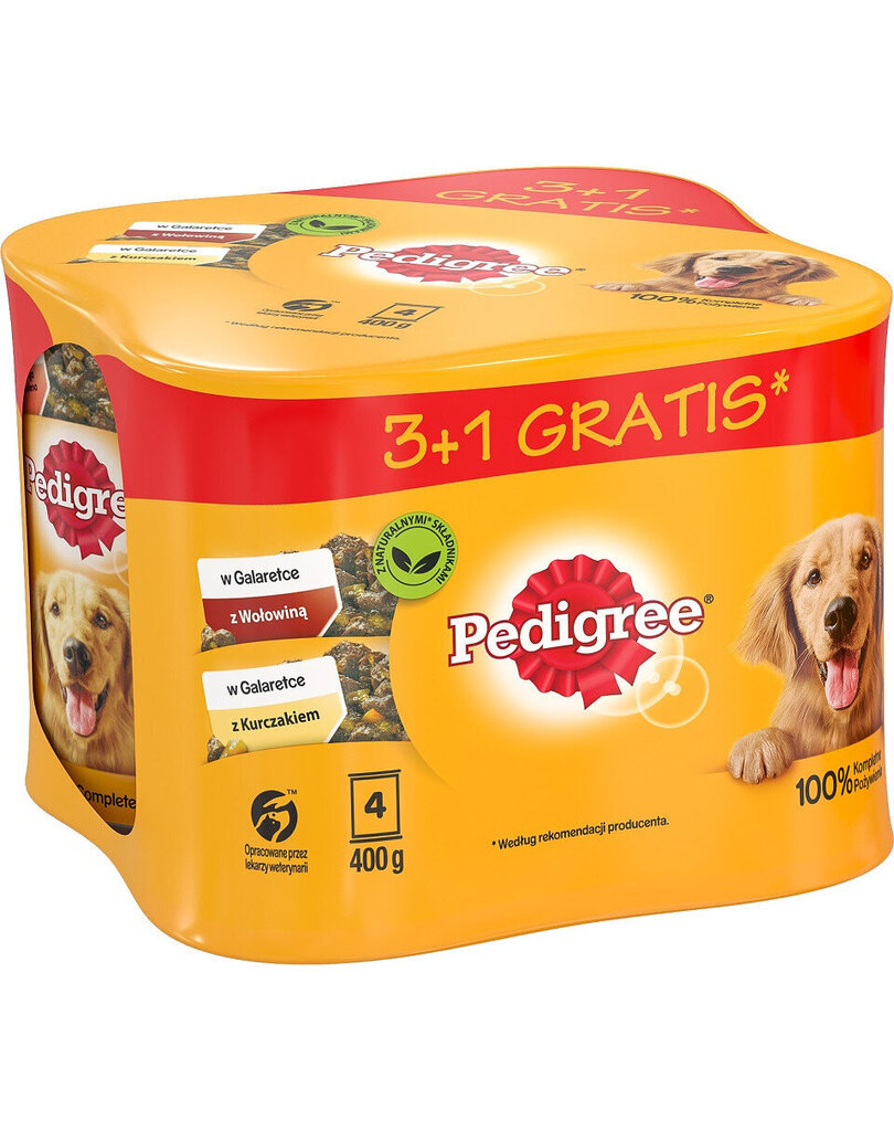 Pedigree Adult kana ja veiselihaga täiskasvanud koertele , 24x400 g hind ja info | Konservid koertele | kaup24.ee