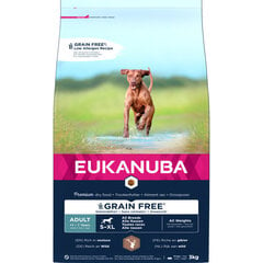 Eukanuba Grain Free S-XL Adult ulukilihaga täiskasvanud koertele, 3 kg hind ja info | Kuivtoit koertele | kaup24.ee