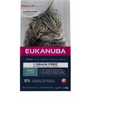 Eukanuba Grain Free Adult täiskasvanud kassidele lõhega, 2 kg hind ja info | Kuivtoit kassidele | kaup24.ee