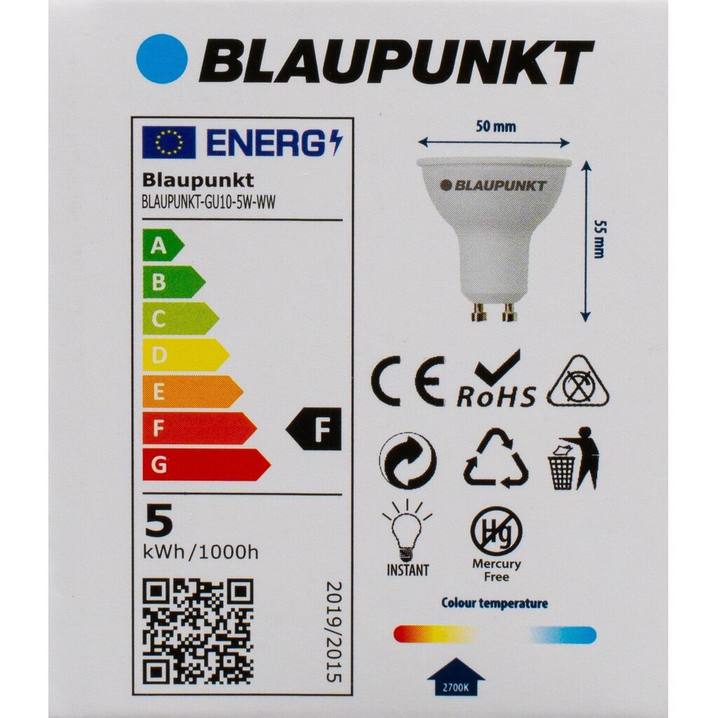 Blaupunkt LED lambipirn GU10 5W, soe valge hind ja info | Lambipirnid, lambid | kaup24.ee