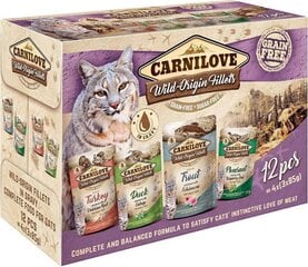 Carnilove Cat Wild Origin Fillets täiskasvanud kassidele lihaga, 12x85g цена и информация | Кошачьи консервы | kaup24.ee