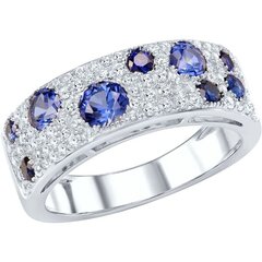 Серебряное кольцо с голубым кубическим цирконием SOKOLOV цена и информация | Кольцо | kaup24.ee
