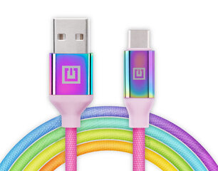 REAL-EL, Premium USB A - Type C Rainbow, 1m цена и информация | Адаптеры и USB-hub | kaup24.ee