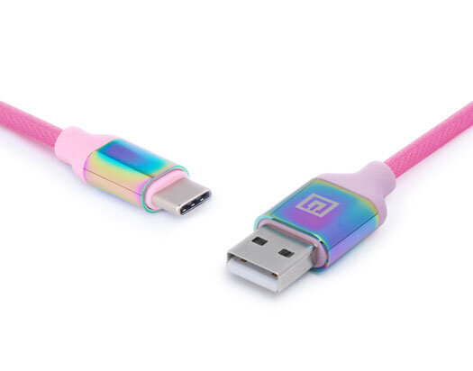 REAL-EL, Premium USB A - Type C Rainbow, 1m hind ja info | USB jagajad, adapterid | kaup24.ee