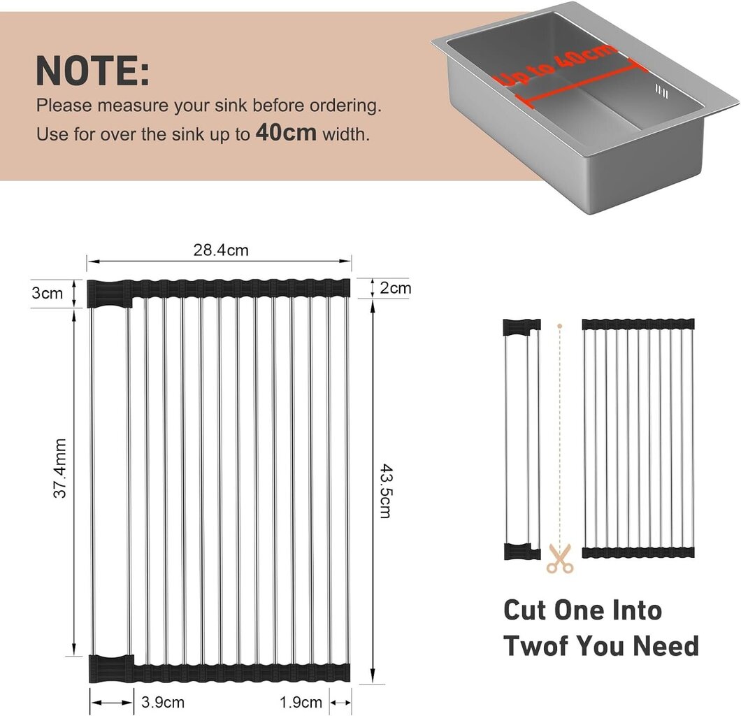 Rainsworth nõudekuivatusrest 43,5 x 28,5 cm цена и информация | Köögitarbed | kaup24.ee