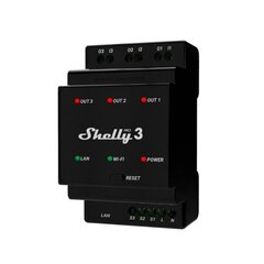 Shelly PRO 3 WiFi + Ethernet 3-клавишный интеллектуальный релейный переключатель с поддержкой DIN-рейки цена и информация | Выключатели, розетки | kaup24.ee