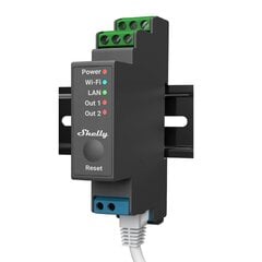 Shelly PRO 2 2-клавишный интеллектуальный релейный переключатель WiFi + Ethernet с поддержкой DIN-рейки цена и информация | Выключатели, розетки | kaup24.ee