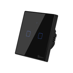 Sonoff TX T3 EU 2C 2-канальный умный настенный сенсорный выключатель света WiFi + RF (черный) цена и информация | Выключатели, розетки | kaup24.ee