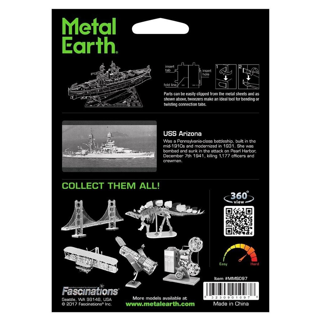 3D pusle Metal Earth Uss Arizona hind ja info | Klotsid ja konstruktorid | kaup24.ee