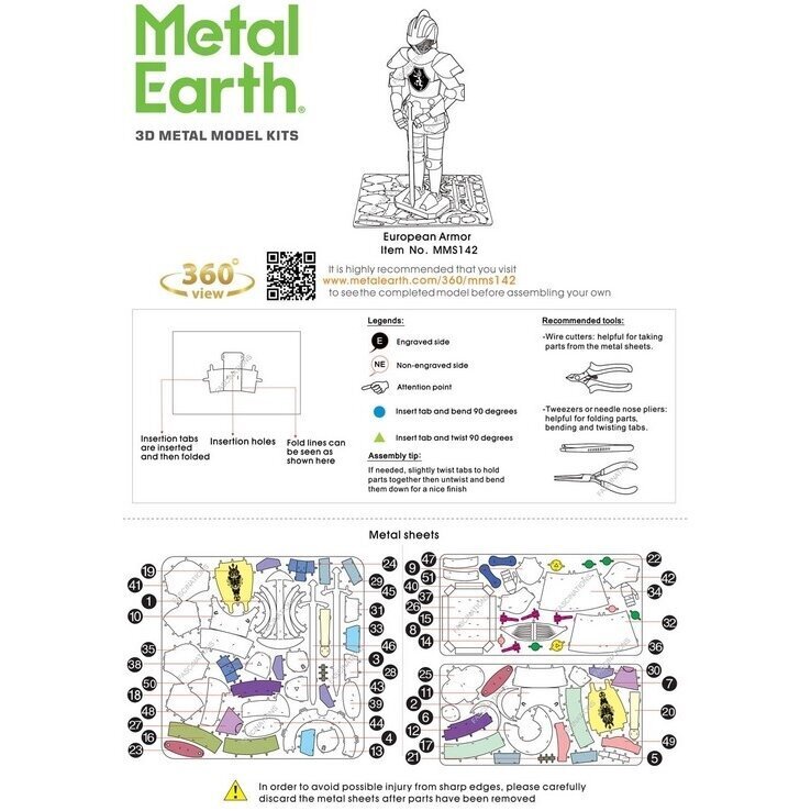 3D pusle Metal Earth European Armor цена и информация | Klotsid ja konstruktorid | kaup24.ee