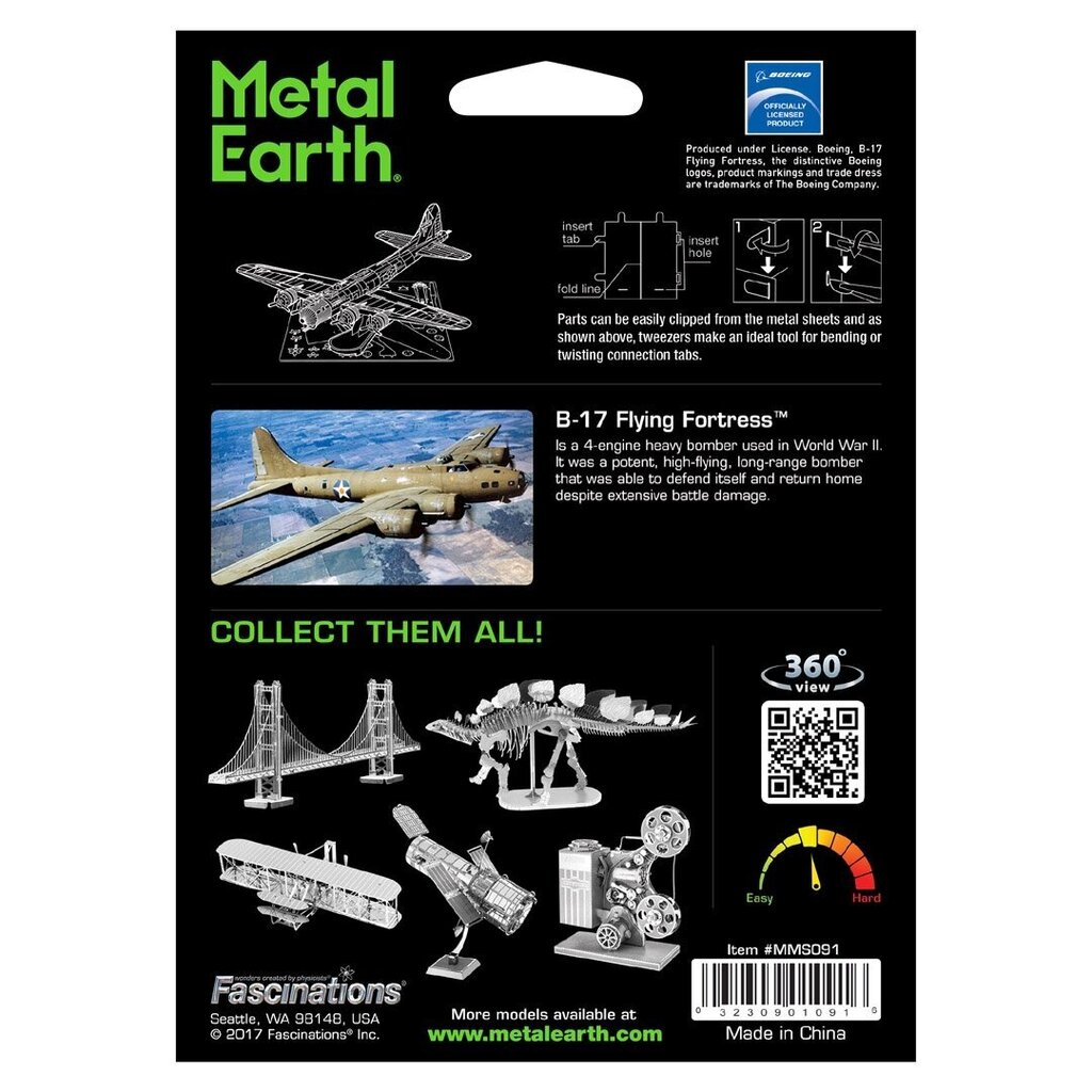 3D pusle Metal Earth B-17 Flying Fortress цена и информация | Klotsid ja konstruktorid | kaup24.ee