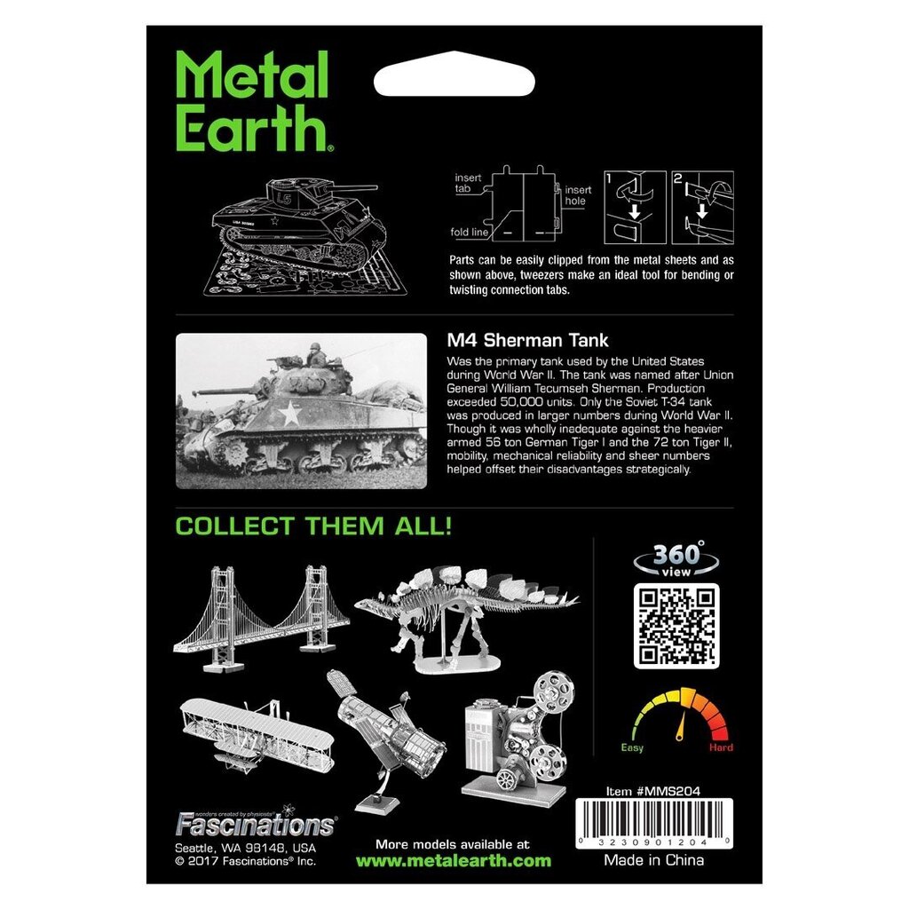 3D pusle Metal Earth Sherman Tank hind ja info | Pusled | kaup24.ee
